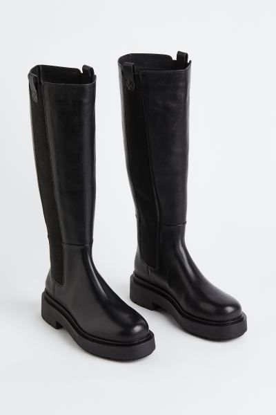 Kniehohe Stiefel aus Leder | H&M (DE, AT, CH, NL, FI)