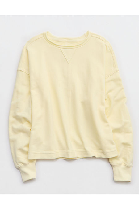Aerie Vacay Crew Sweatshirt Women's Cozy Yellow XXS | Aerie