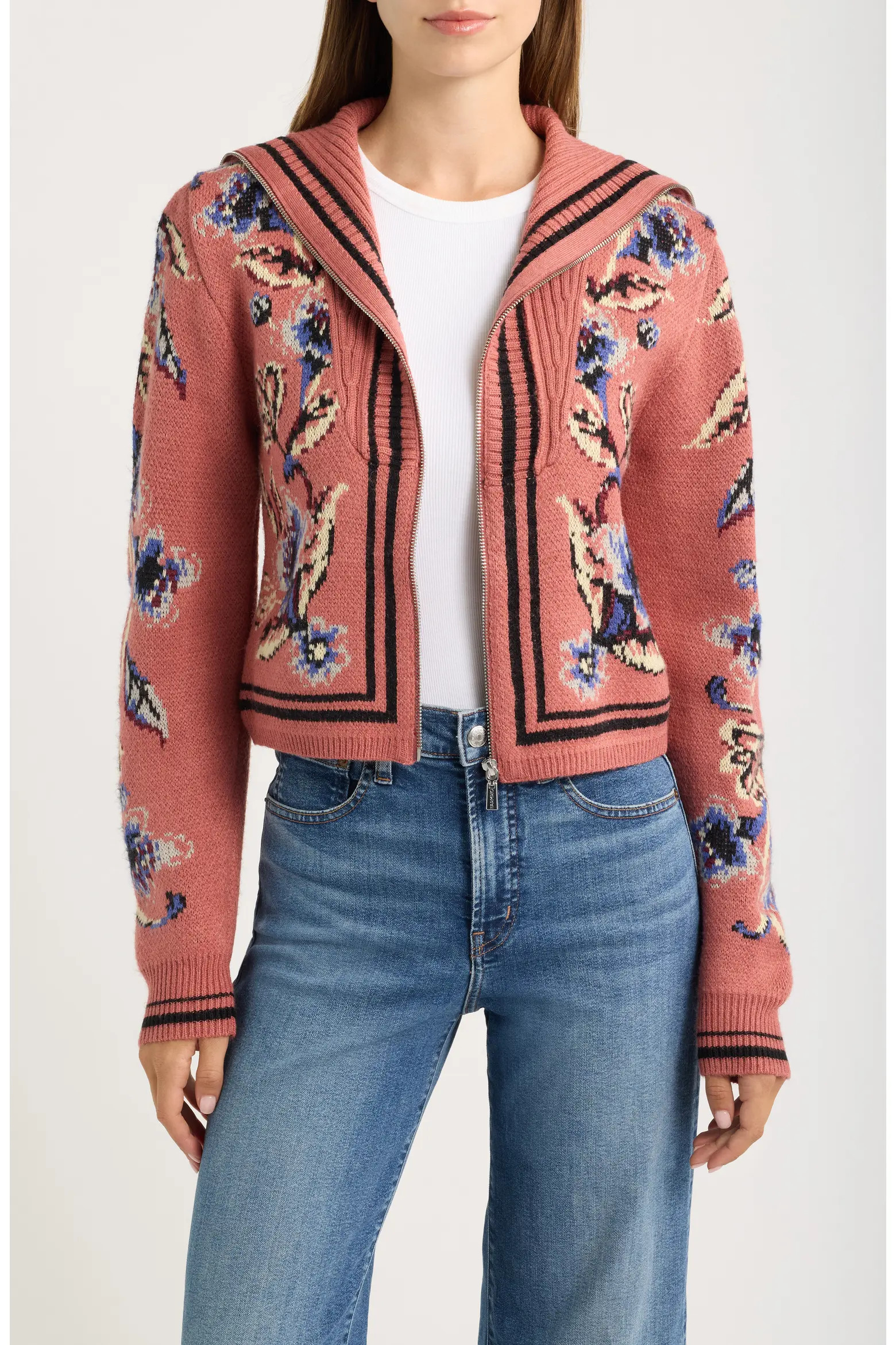 FARM Rio Floral Beauty Tapestry Zip Cardigan (Women) | Nordstrom | Nordstrom