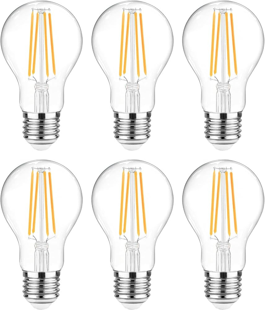 Ascher 60 Watt Equivalent, E26 LED Filament Light Bulbs, Warm White 2700K, Non-Dimmable, Classic ... | Amazon (US)