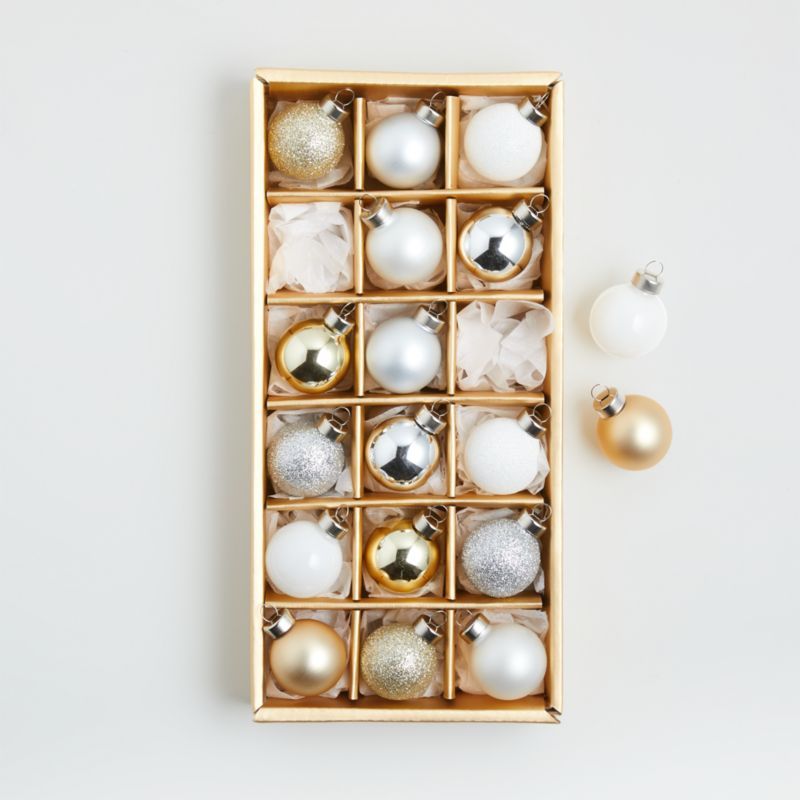 Small Winter Metallics Ball Christmas Tree Ornaments, Set of 18 + Reviews | Crate & Barrel | Crate & Barrel