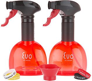 Evo Set of 2 8oz Non-Aerosol Oil Sprayers with Funnel | QVC