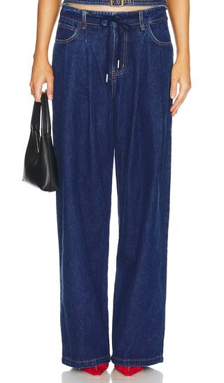LIONESS Slouched Tie Up Jeans in Denim-Dark. - size S | Revolve Clothing (Global)