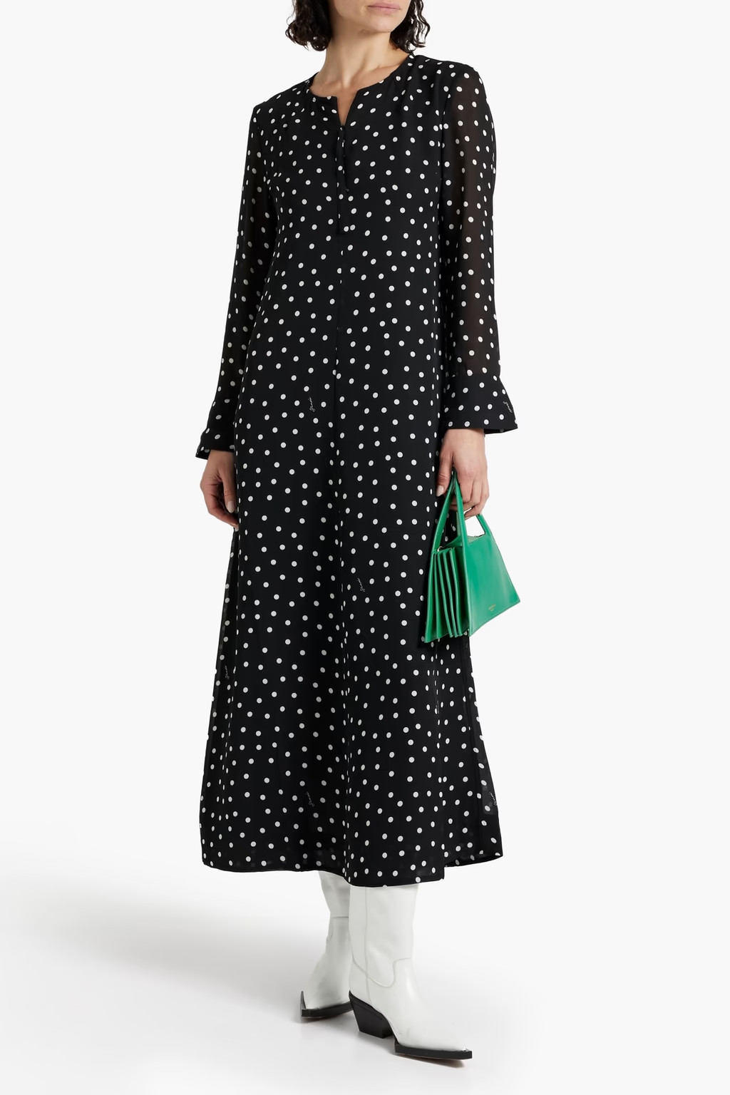 Polka-dot crepe midi dress | The Outnet (US and CA)
