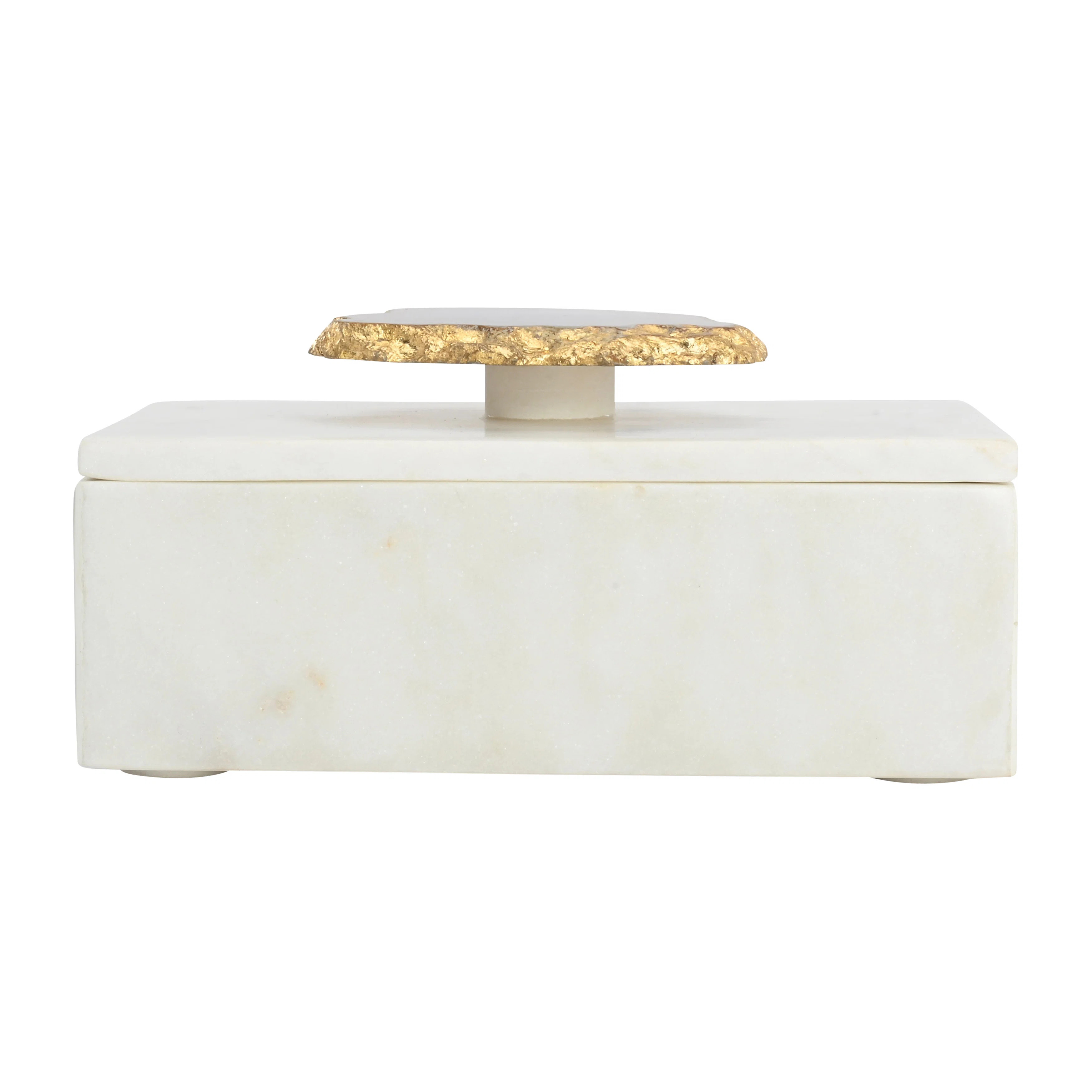 Stylish Marble Decorative Box with Agate Handle - Jewelry Box with Lid for Home Decor, Shelf Styl... | Wayfair North America