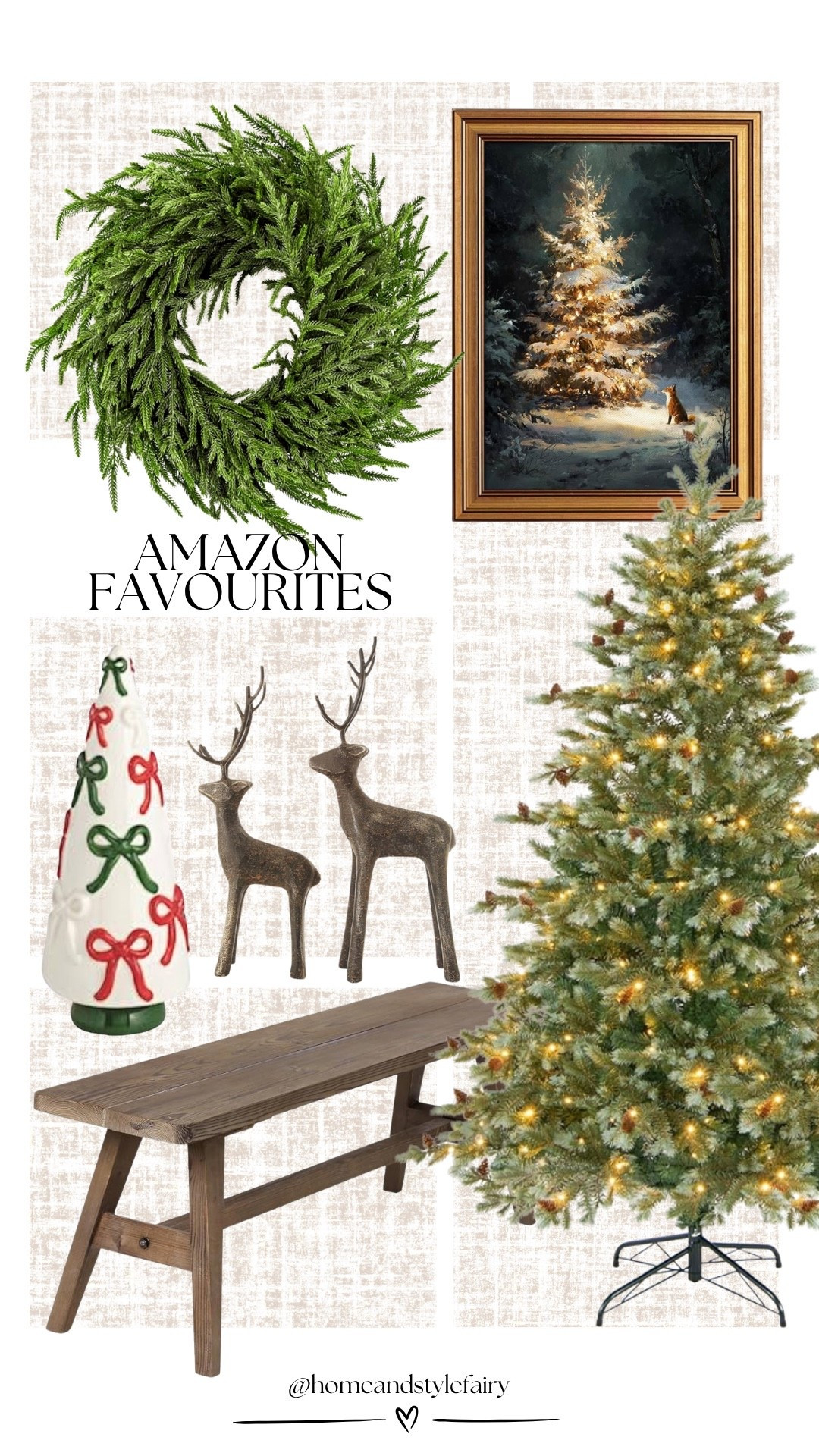 Stunning pieces l've selected to elevate your home for the holiday season. 

#LTKHome #LTKSeasonal #LTKSaleAlert
#homeinspo #neutralhome #Christmasdecor

Christmas wreath | ceramic Christmas trees | Christmas tree |  Deer Figures | Christmas wall decor | solid wood bench 

#LTKfamily #LTKwinter #LTKcanada