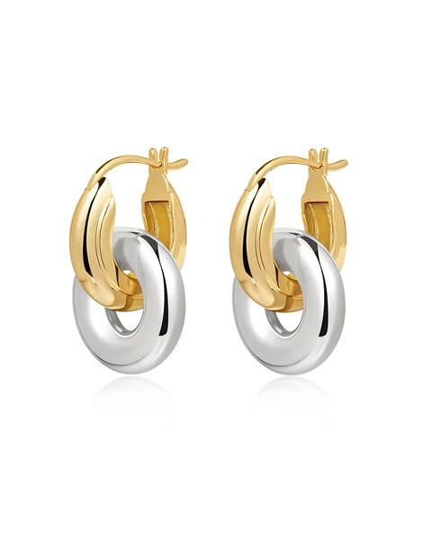 Two-Tone Interlock Hoops | Luv Aj