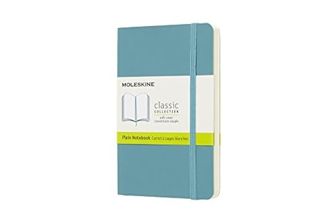 Moleskine Classic Soft Cover Notebook, Plain, Pocket Size (3.5" x 5.5") Reef Blue - Soft Cover Noteb | Amazon (US)