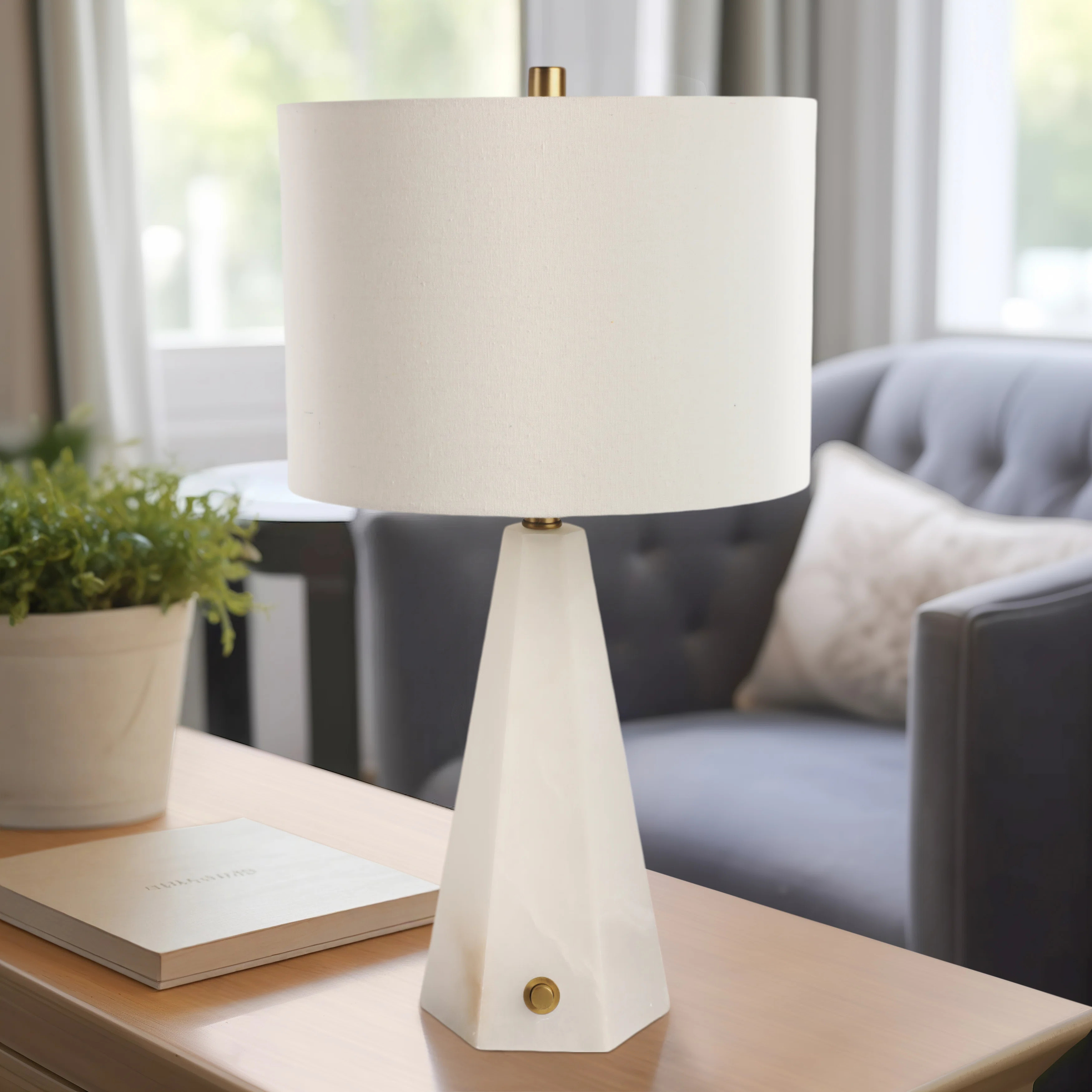 26" Laurel Alabaster Table Lamp, White | Wayfair North America