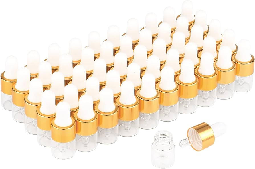 Wresty 50 Pcs Clear Glass Dropper Vails 1ml Mini Essential Oils Sample Dropper Bottles For Travel... | Amazon (US)