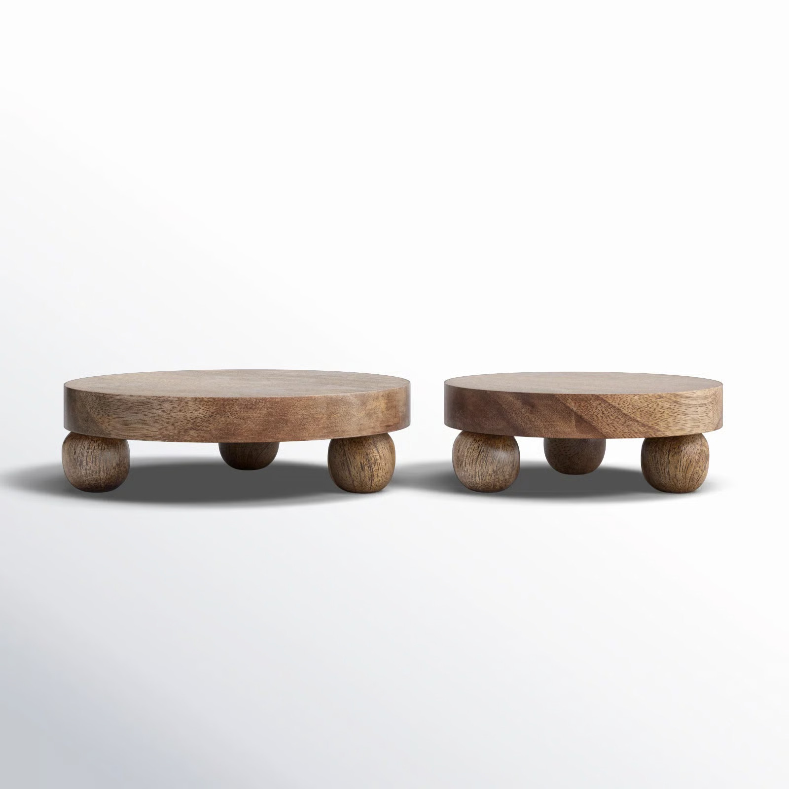 Round Wood Set Of 2 Riser Trays - 10.0" x 10.0" x 3.0" | Joss & Main