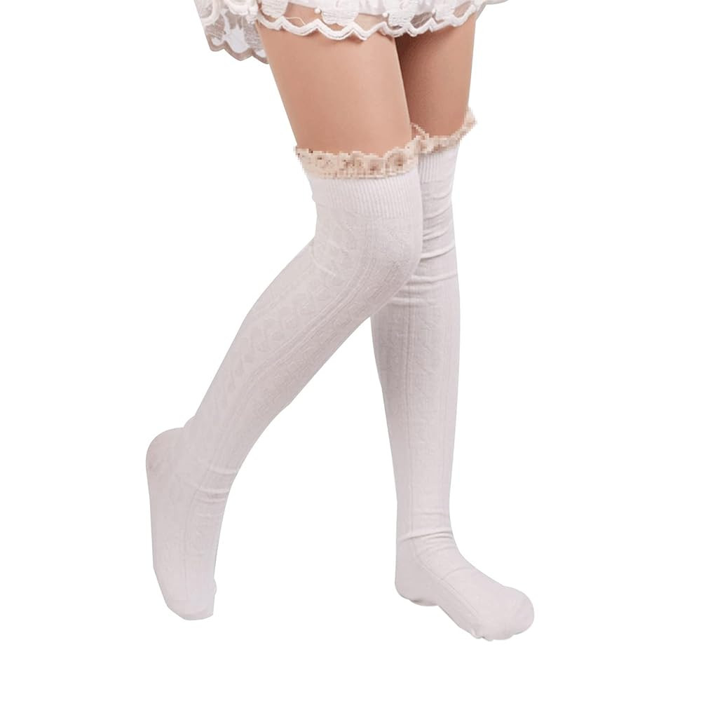 Women's Thigh High Lace Boot Socks - Knee High Warmer With Lace Trim Long Stocking for Cosplay | Amazon (US)