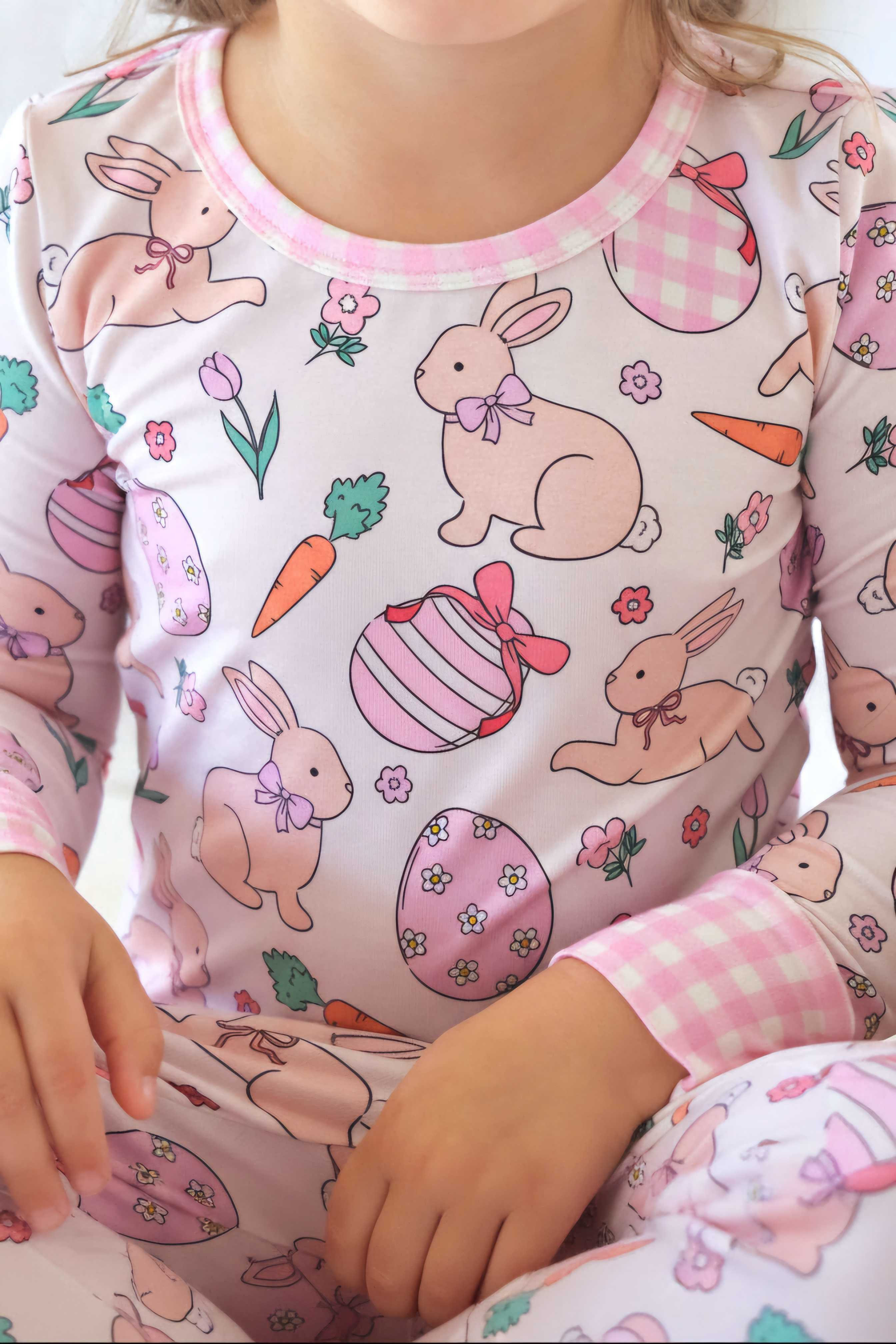 Hoppy Spring Two Piece Pajama Set | Pink | Caden Lane