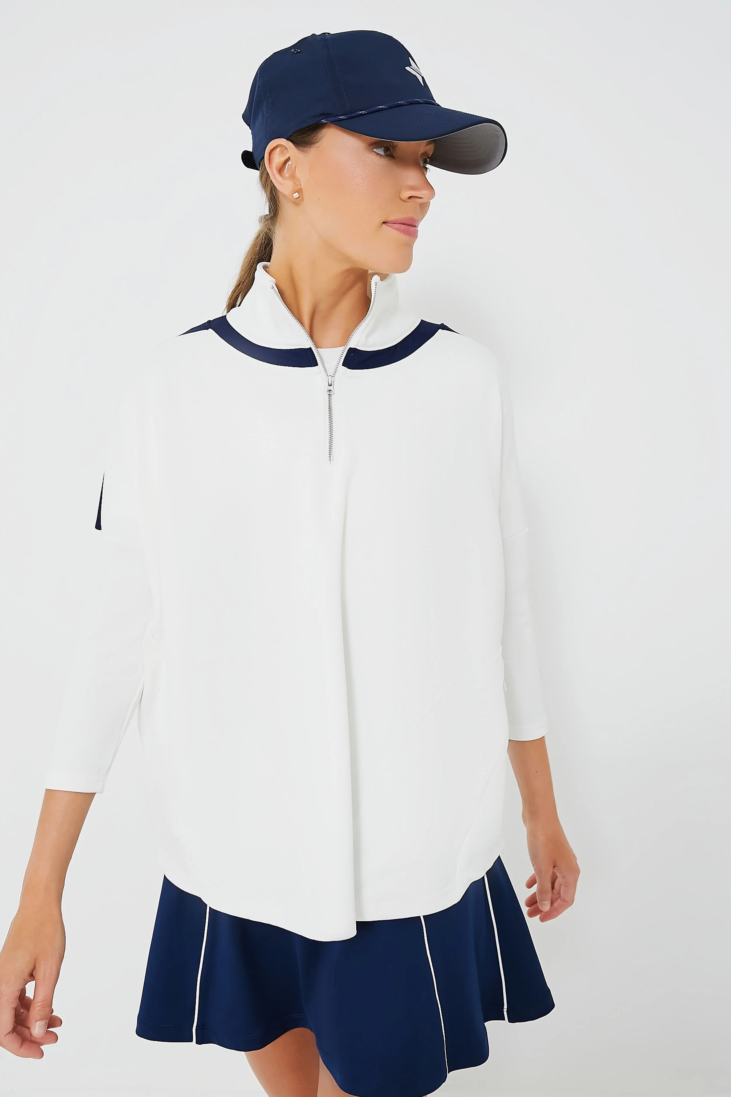 White and Navy Amelie Quarter Zip | Tuckernuck (US)