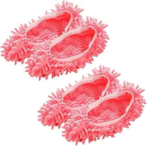 Mop Socks, 2Pairs Microfiber Cleaning House Mop Slipper Covers Soft Washable Reusable Microfiber ... | Amazon (US)