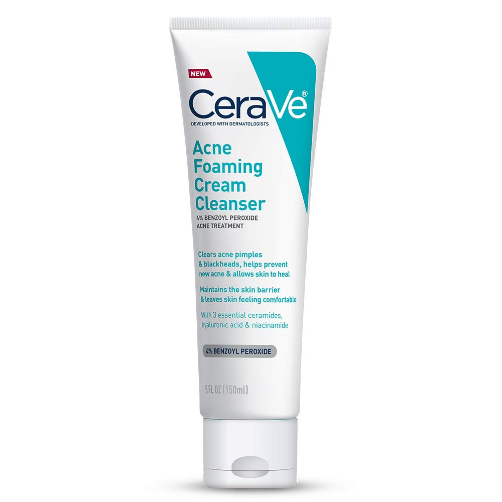 CeraVe Acne Foaming Cream Cleanser | Acne Treatment Face Wash with 4% Benzoyl Peroxide, Hyaluroni... | Amazon (US)