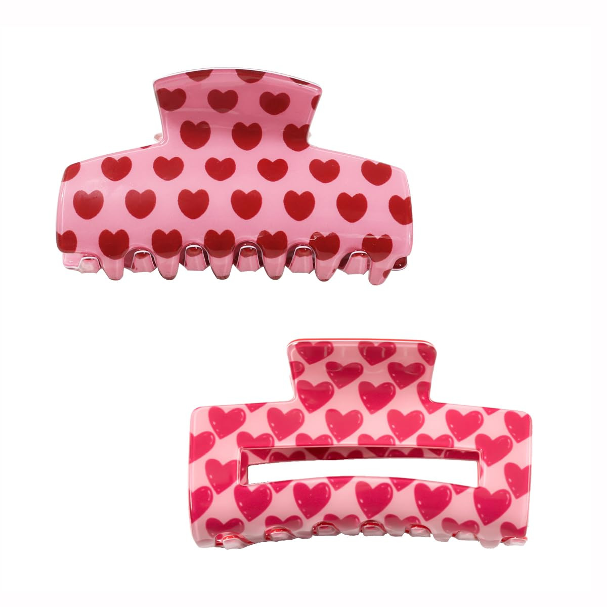 Heart Pattern Hair Claw Clips, Pink Plastic Hair Accessories, Valentine's Day Collection, 2 Pack,... | Amazon (US)