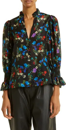 Ilan Floral Cotton & Silk Blouse | Nordstrom