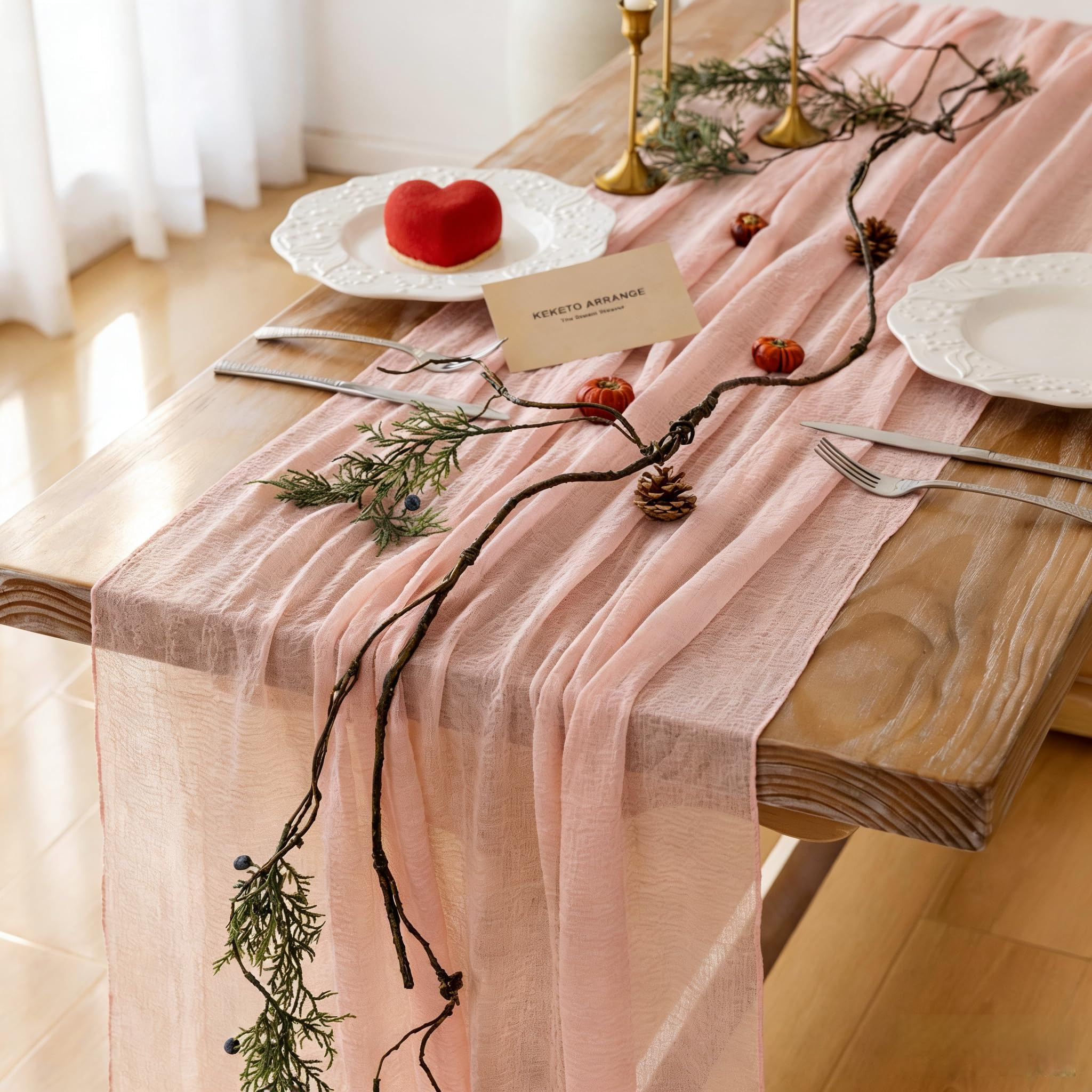 Keketoarrange Pink Valentines Day Decorations Table Runner Cheese Cloth Rustic Gauze Cheesecloth ... | Amazon (US)