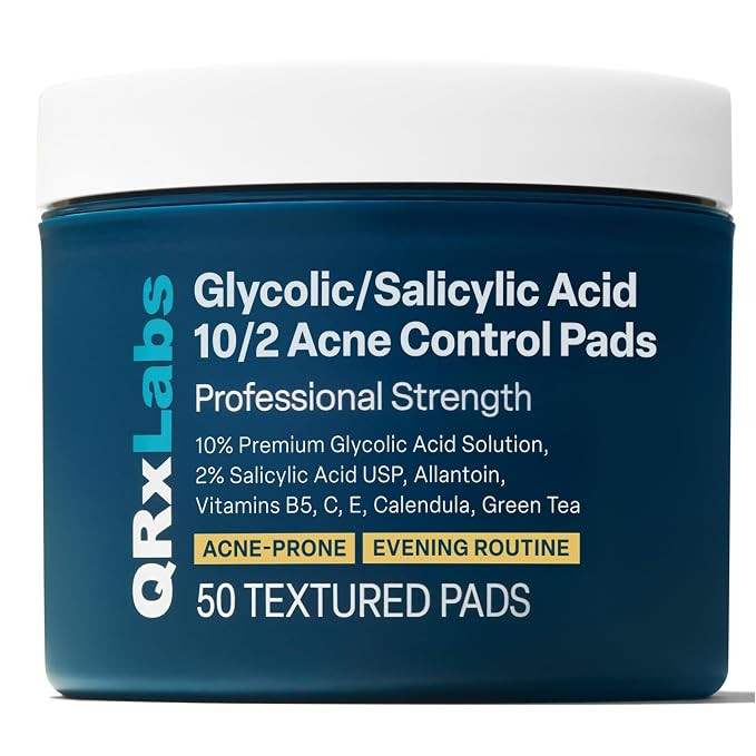 QRxLabs Salicylic & Glycolic Acid Pads (2% Salicylic & 10% Glycolic) - Acne Pads for Face & Bacne... | Amazon (US)