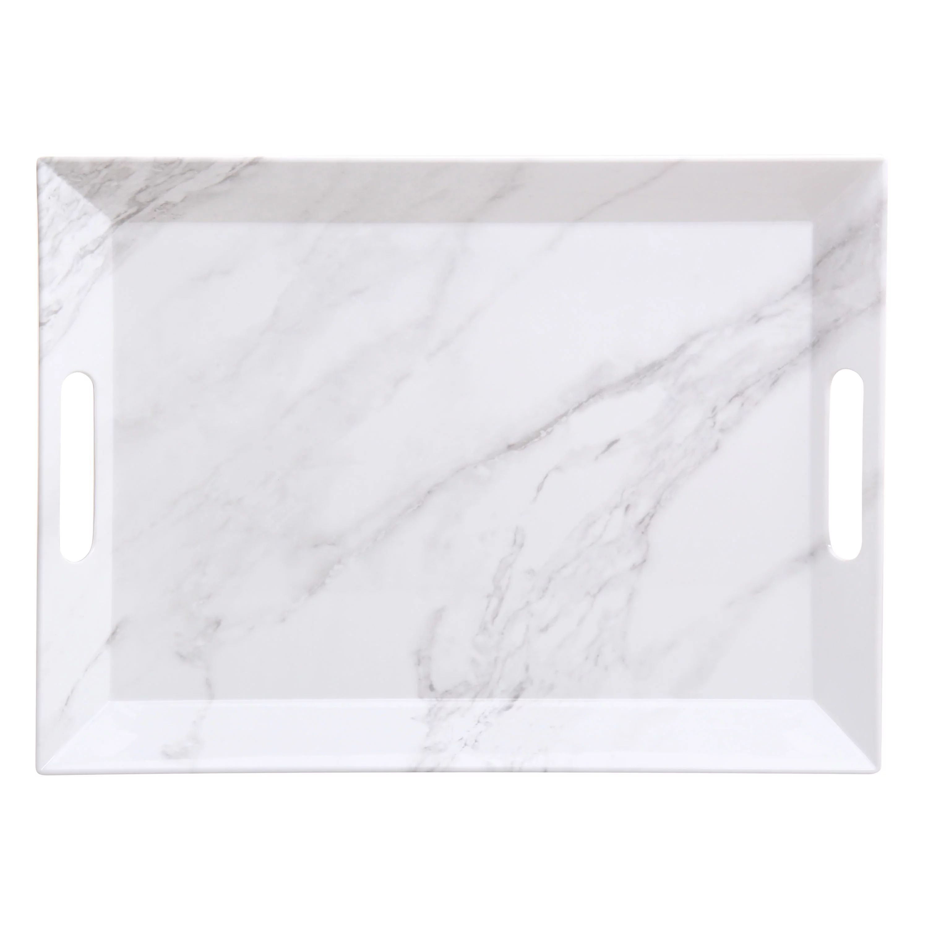 Better Homes & Gardens- Marble Print Rectangle Melamine Handled Tray | Walmart (US)