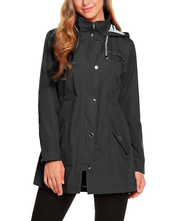 ZHENWEI Womens Lightweight Hooded Waterproof Active Outdoor Rain Jacket S-XXL | Amazon (US)