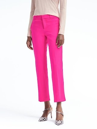 Banana Republic Avery Fit Lightweight Wool Pant Size 0 Petite - Pop pink | Banana Republic US