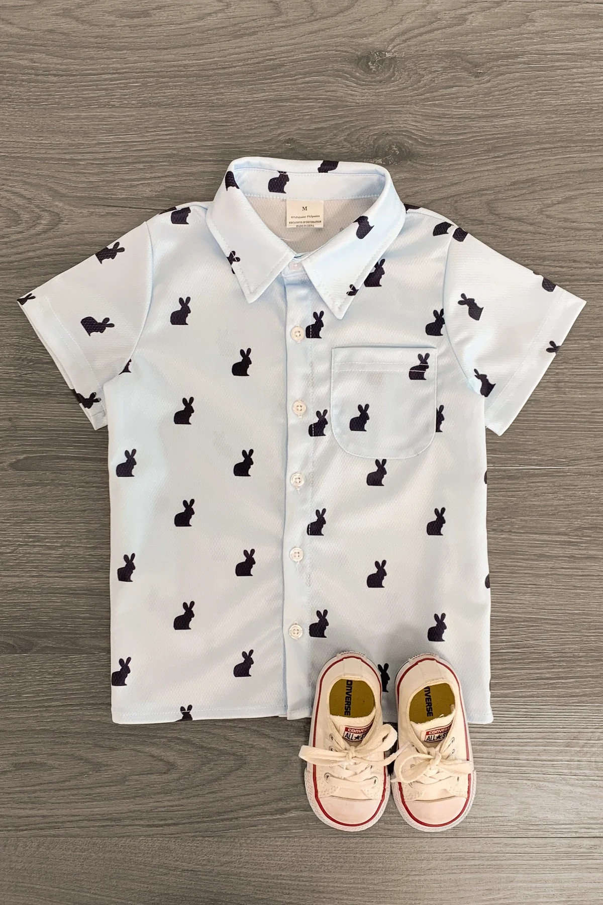 Blue Bunny Button Down | Sparkle In Pink