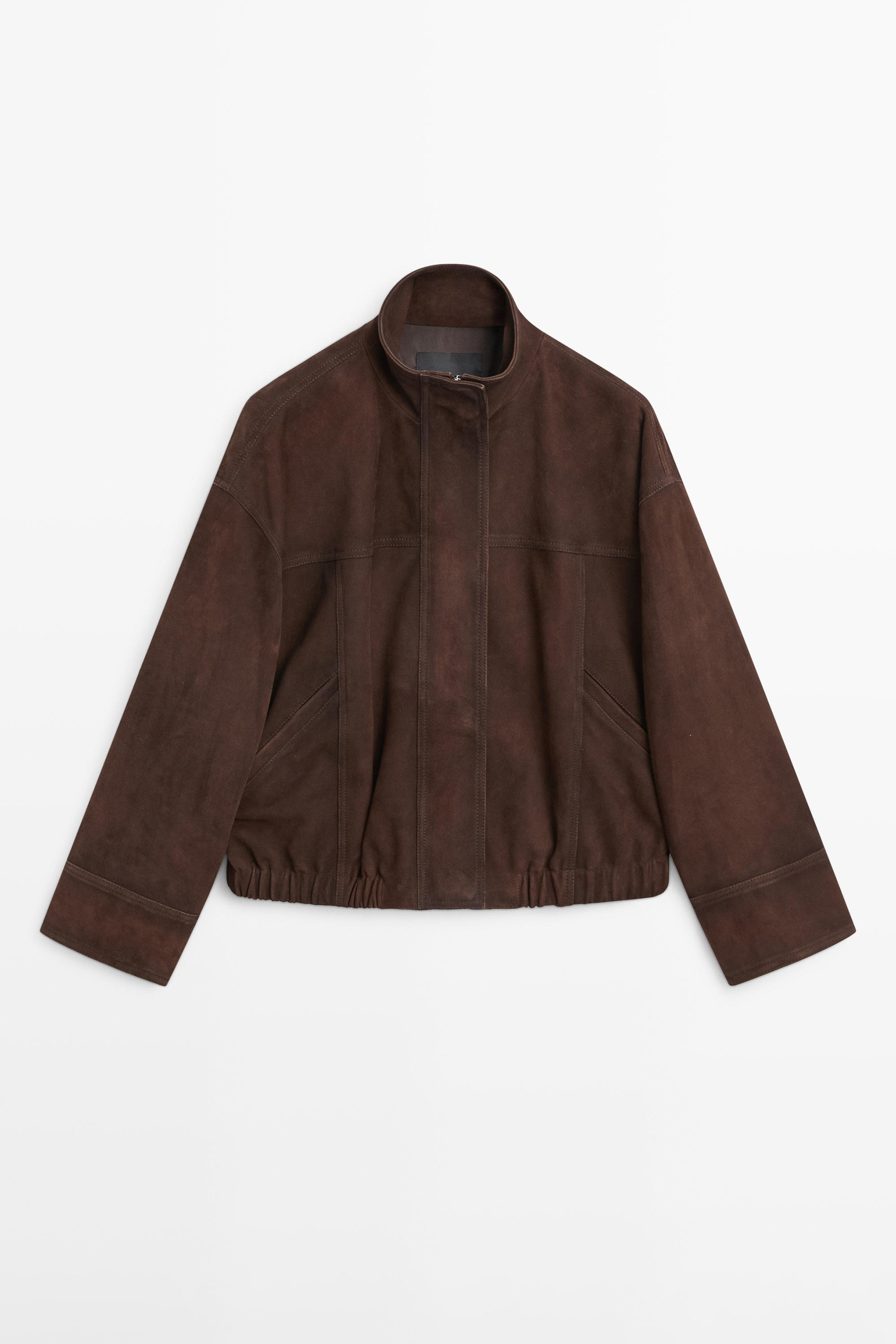 Suede leather bomber jacket | Massimo Dutti UK