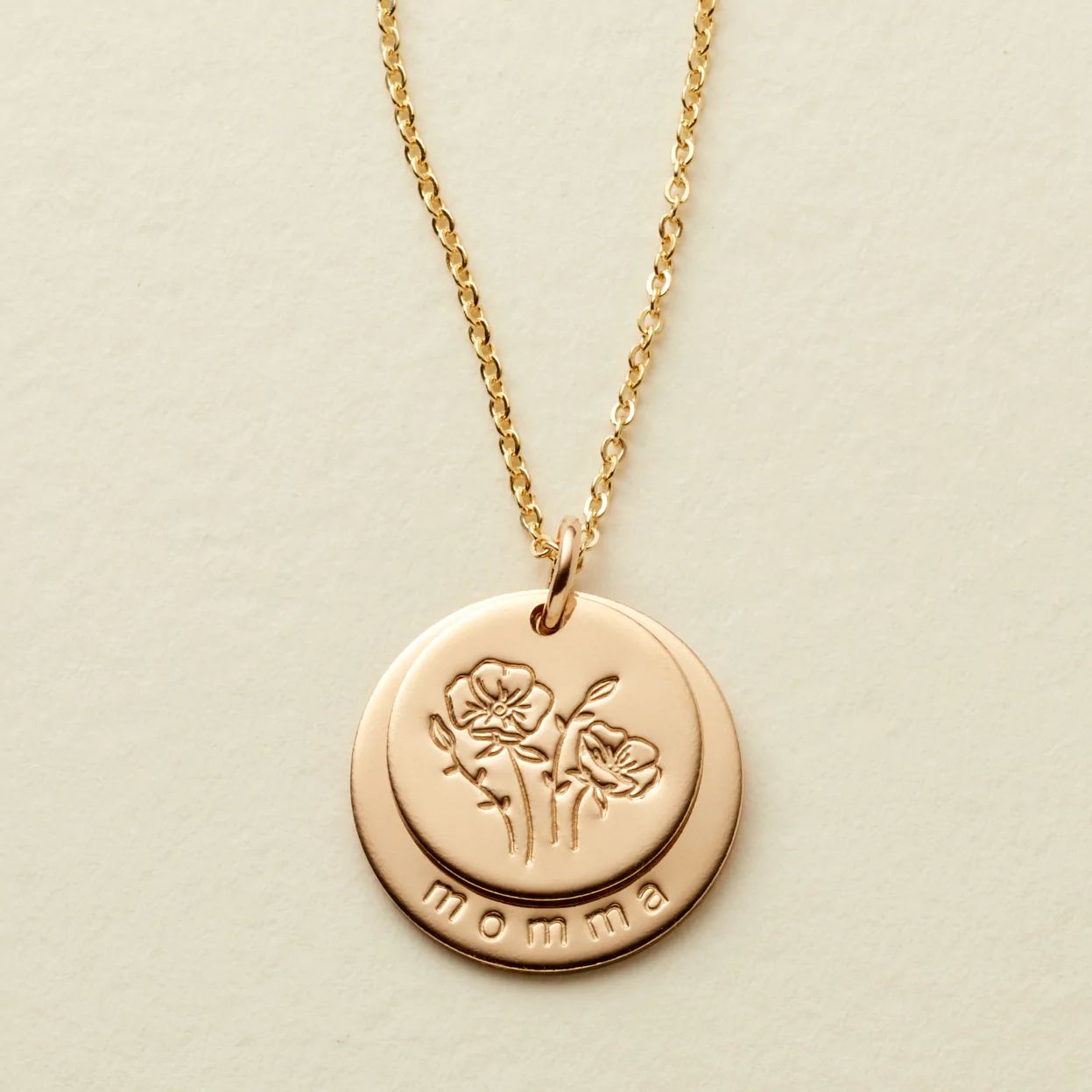 Made By Mary Nora Disc Necklace—5/8" + 1/2" Disc | Handstamped, Custom | Made by Mary (US)