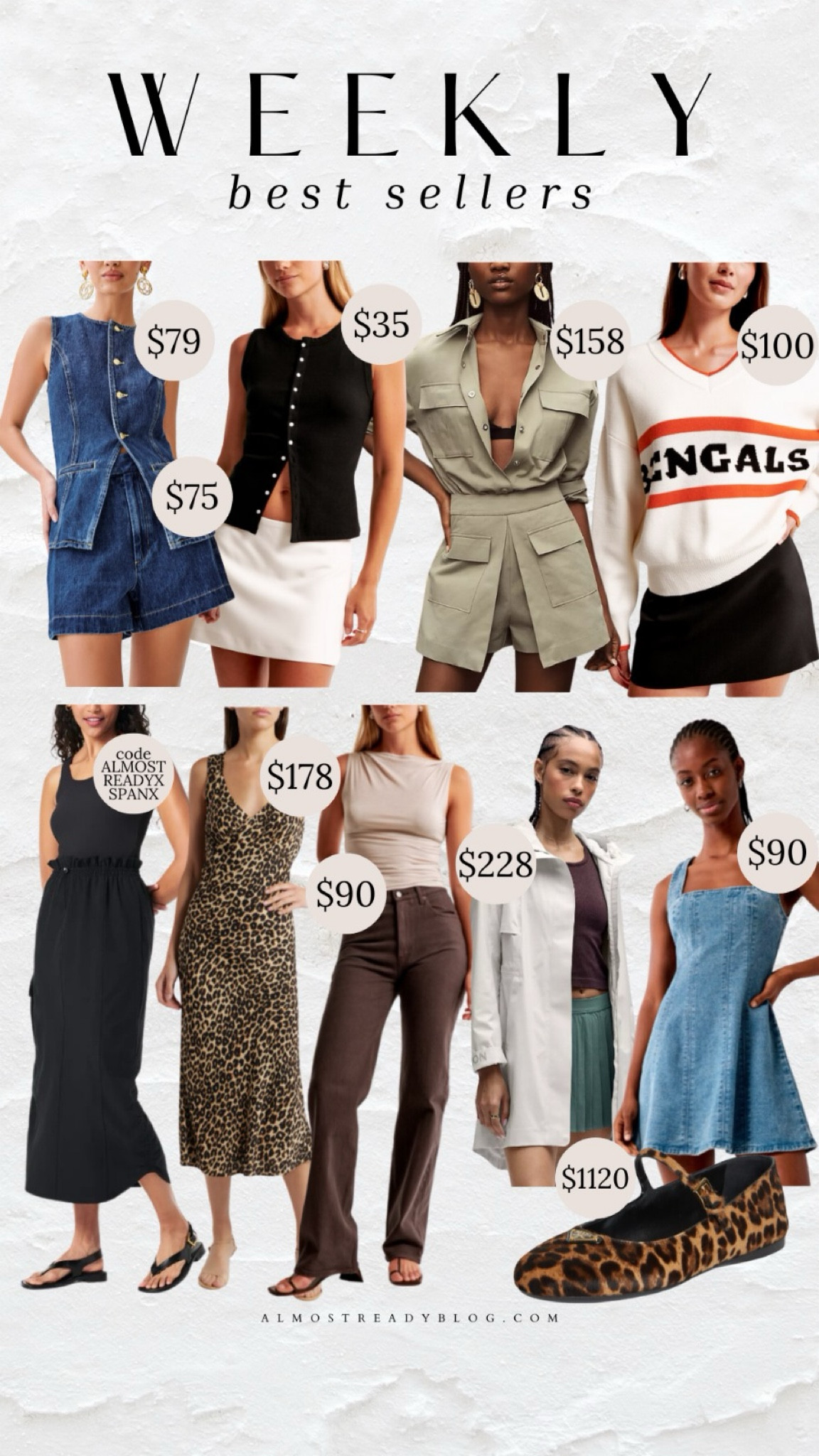 Weekly best sellers, denim long vest, romper, fall fashion, fall outfit, denim dress, leopard print dress, @spanx code ALMOSTREADYXSPANX 

#LTKFindsUnder100 #LTKFindsUnder50