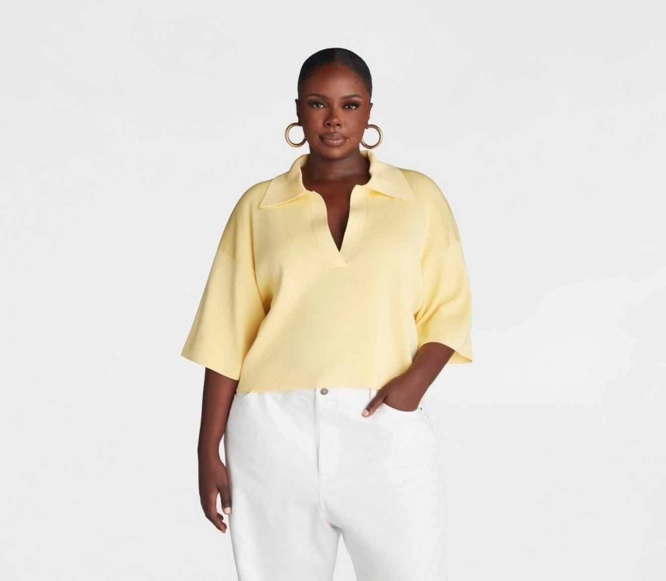 KBB x Target new drops. Her collection runs very oversized (size down). 

This yellow top size down. The Med fits me perfect as a true size L. 

#LTKMidsize #LTKootd #LTKOver40