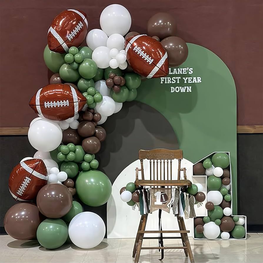 Football Balloon Garland Arch Kit 131Pcs Sage Green and Coffee Brown Balloons with Football Foil ... | Amazon (US)