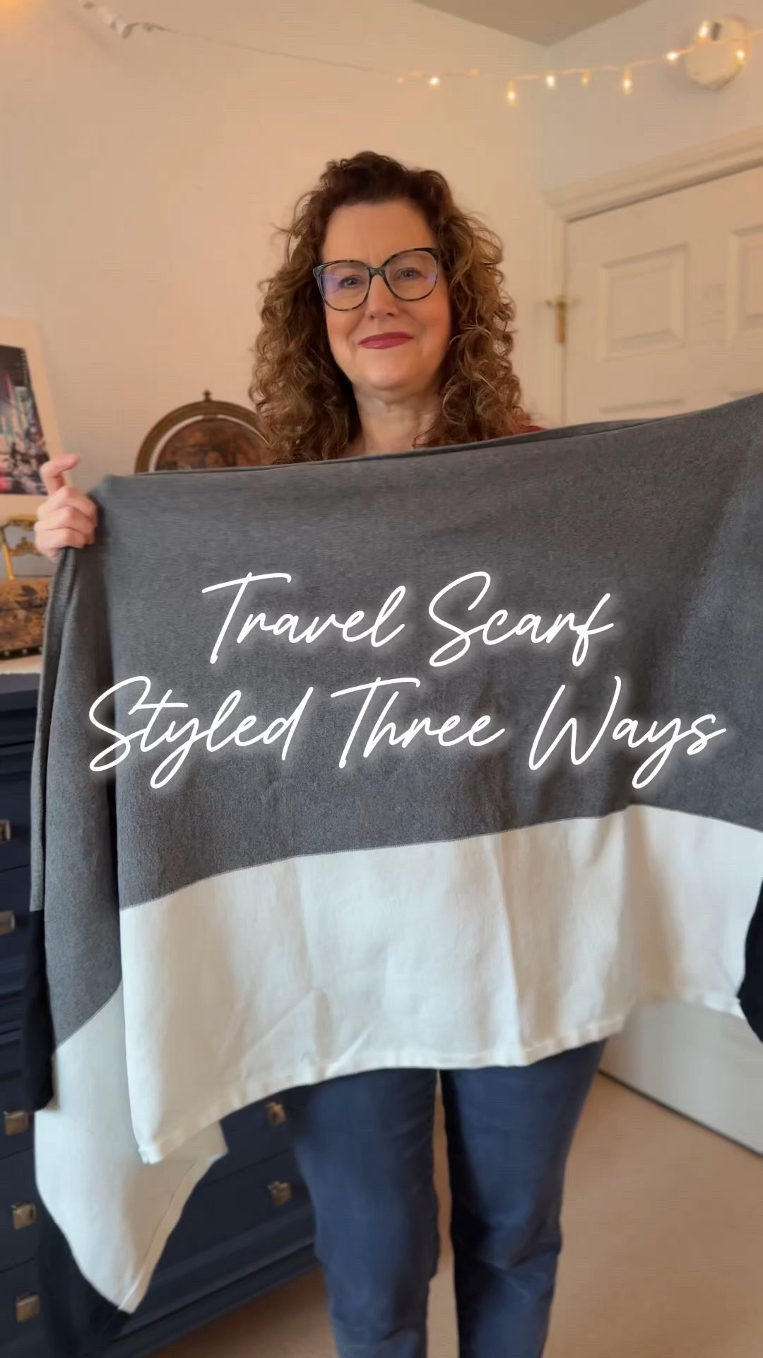 One scarf. Three ways. 
Easy to pack, easy to wear, and simple enough to style with almost anything. 
A great travel staple.

Linked here.