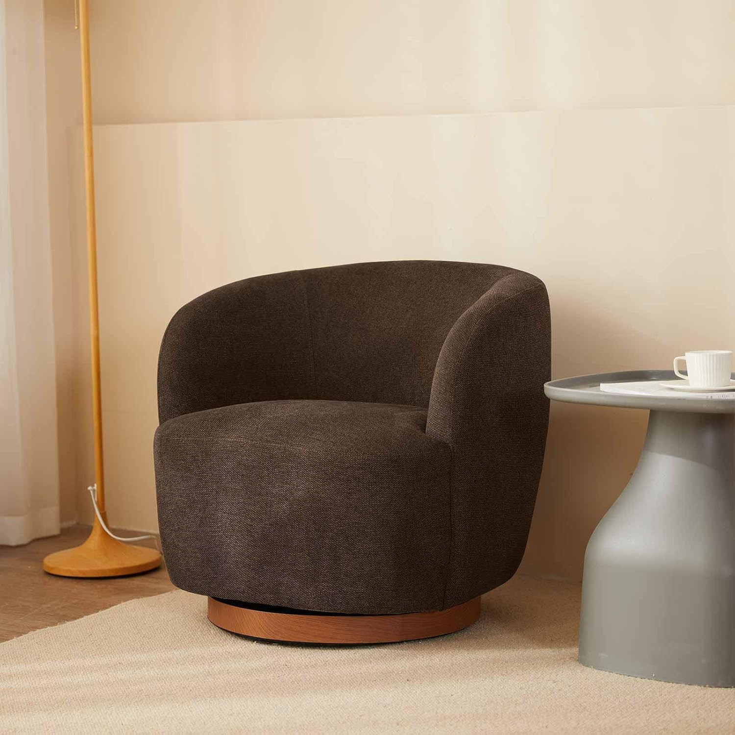 Sepnine Modern Swivel Accent Chair,Living Room Armchair with Curved Back,Linen Fabric Upholstered... | Amazon (US)