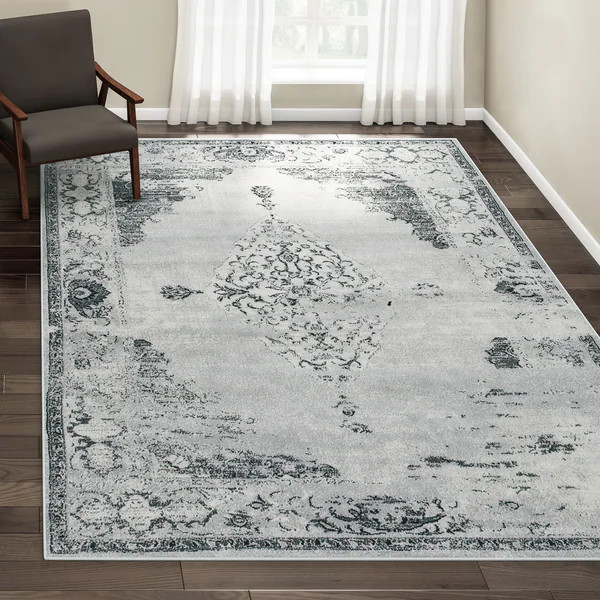 The Gray Barn Fron Holding Traditional Vintage Abstract Light Grey Rug | Bed Bath & Beyond