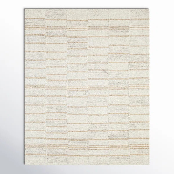 Demie Handmade Wool Abstract Rug in White/Biege | Wayfair North America