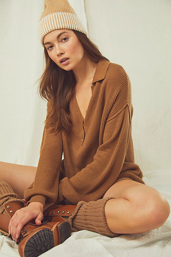 Picnic Sweater Romper by FP Beach at Free People, Western Honey, L | Free People (Global - UK&FR Excluded)