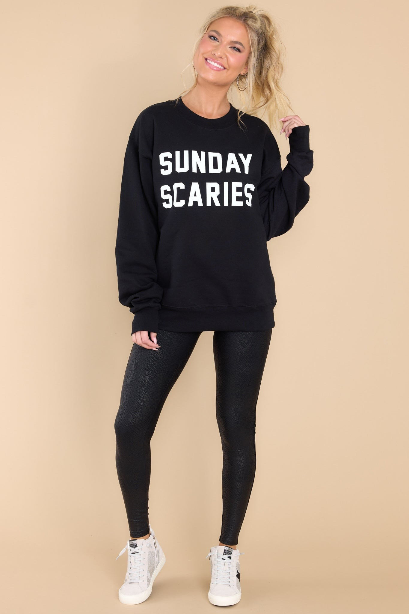 Sunday Scaries Black Retro Sweatshirt | Red Dress 