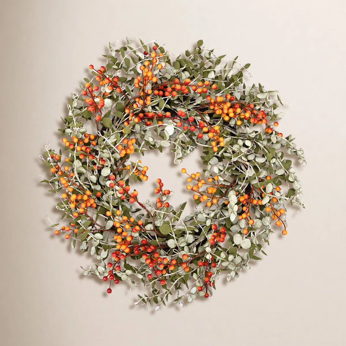24" Artificial Eucalyptus Berry Thanksgiving Fall Front Door Wreath | Wayfair North America