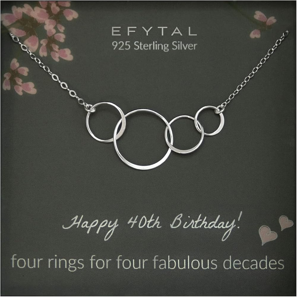 EFYTAL Happy 40th Birthday Gifts for Women, Sterling Silver Four Circle Necklace, Meaningful 40 Y... | Amazon (US)