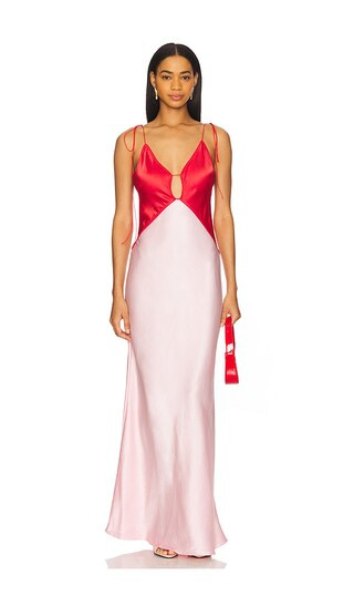 Terrin Maxi Dress in Red Top & Light Pink | Revolve Clothing (Global)