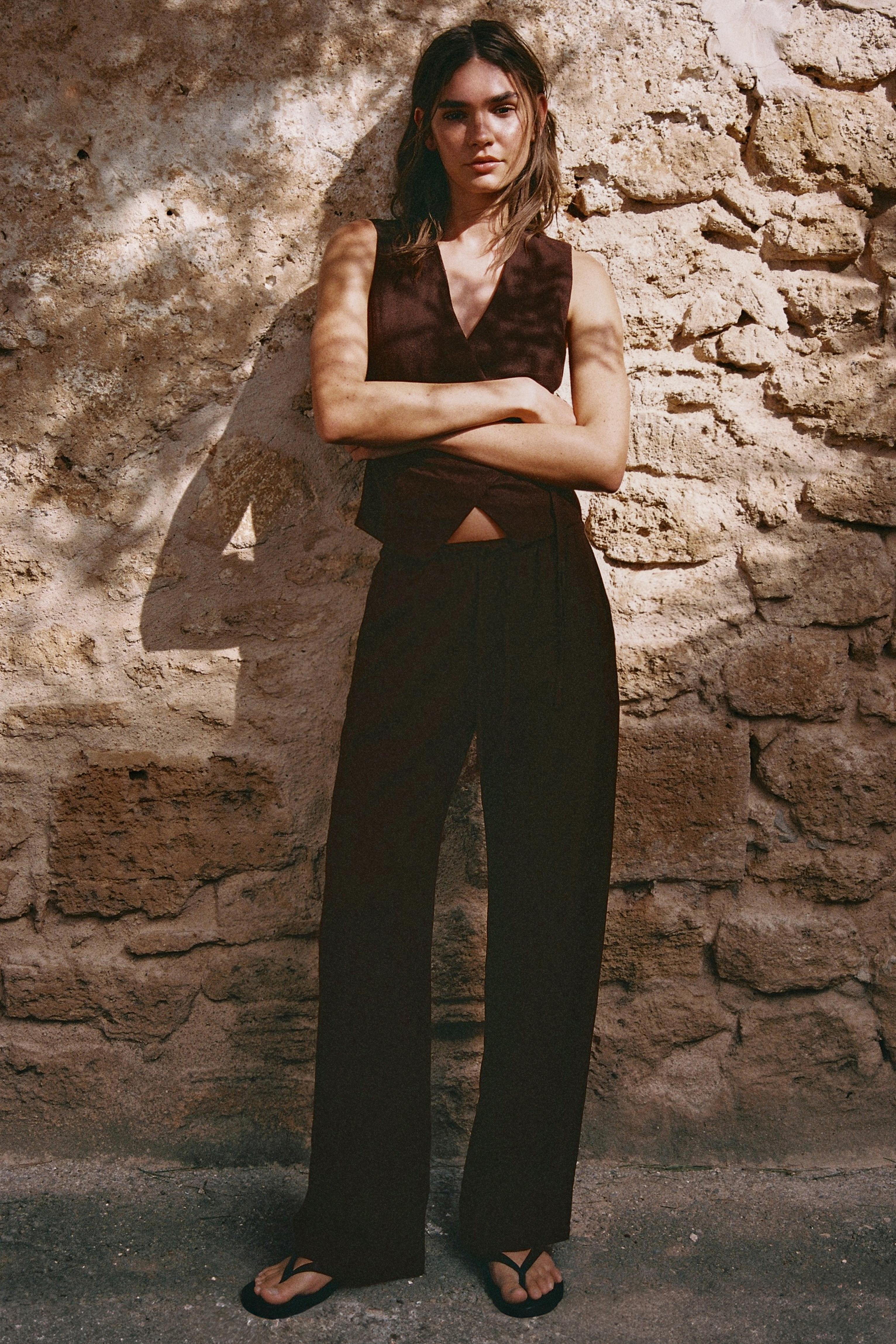 Flowy trousers with linen | Pull&Bear United Kingdom | PULL and BEAR UK