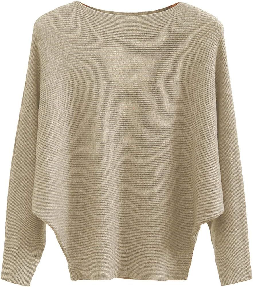 Women Lightweight Oversized Sweaters Tops Batwing Sleeves Knitted Dolman Pullovers | Amazon (US)