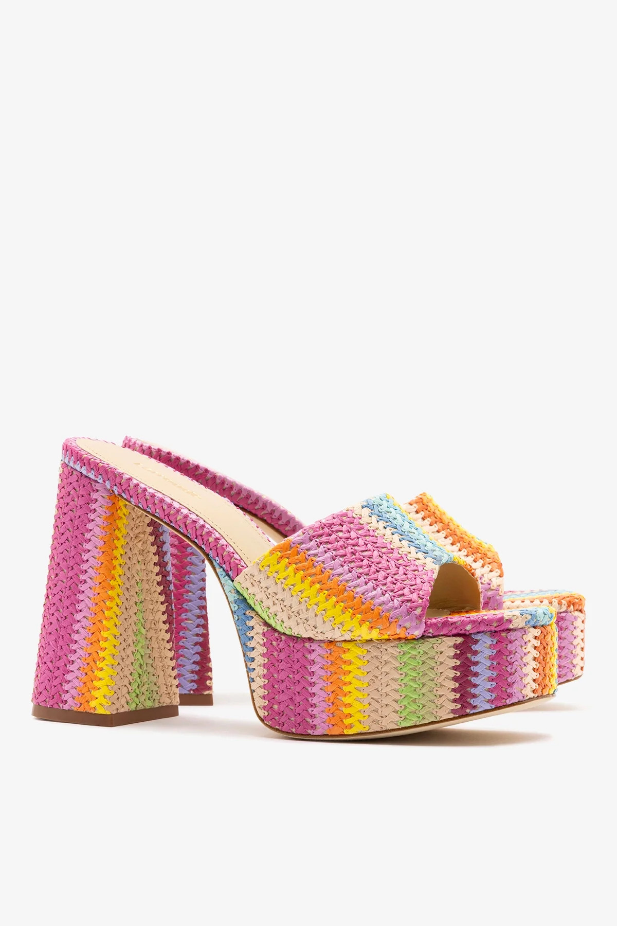 Dolly Mule Rainbow Raffia | Larroude