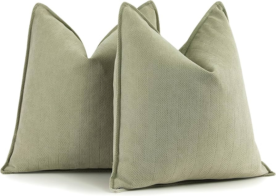 ZWJD Sage Green Pillow Covers 18x18 Set of 2 Chenille Throw Pillow Covers with Elegant Design Sof... | Amazon (US)