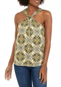 Cupio Women's Printed Sleeveless Twist Halter Top | Belk