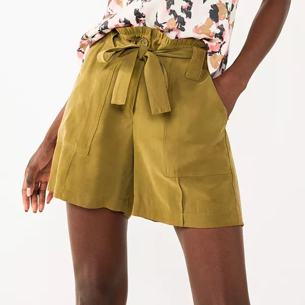 Women's Nine West High-Waisted Paperbag Utility Shorts | Kohl's
