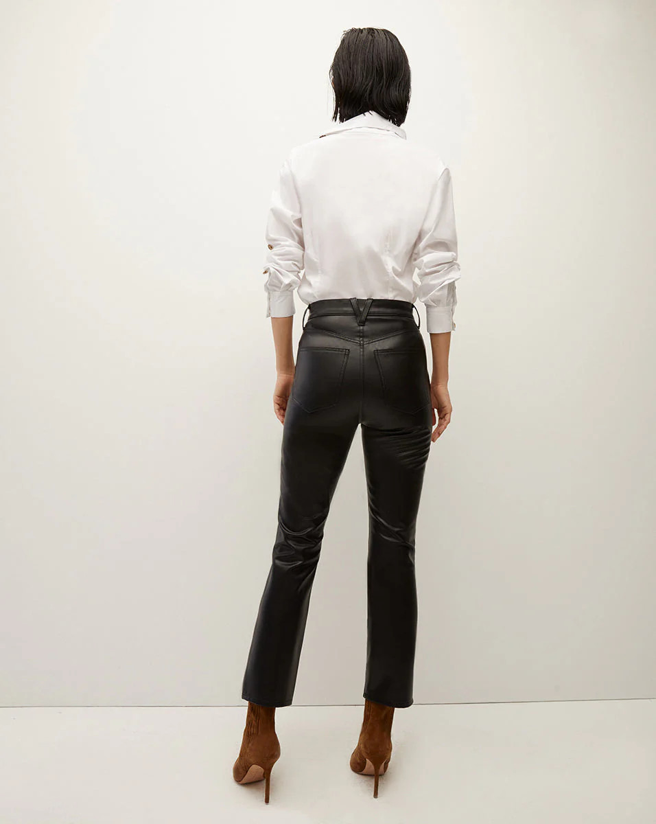 Carly Vegan Leather Kick-Flare Pant | Veronica Beard