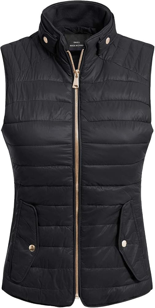 MixMatchy Women's Padded Vest Lightweight Stand Collar Zip-up Quilted Gilet | Amazon (US)